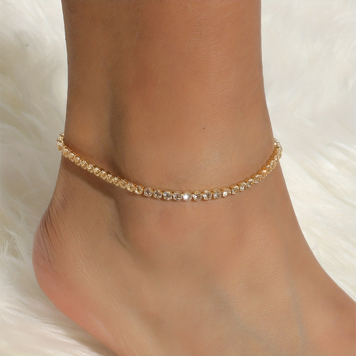 Classic Style Thin Shiny Elastic String Anklet For Women