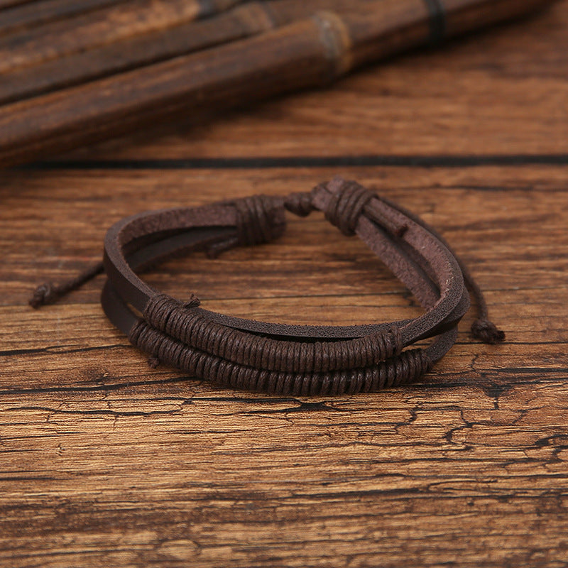 Bracelet homme - Croix en alliage couleur Café