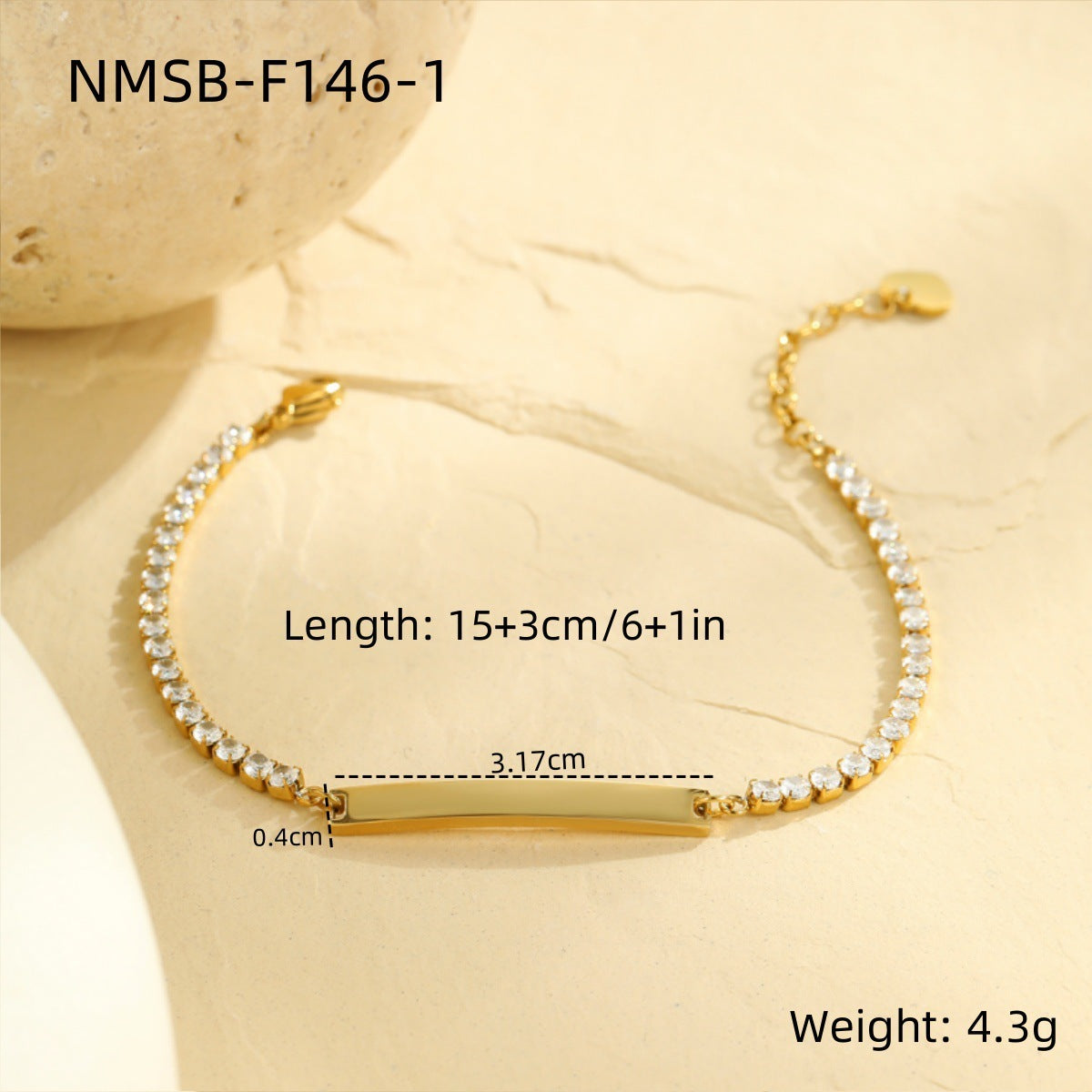 Bracelet gravé orné de diamants