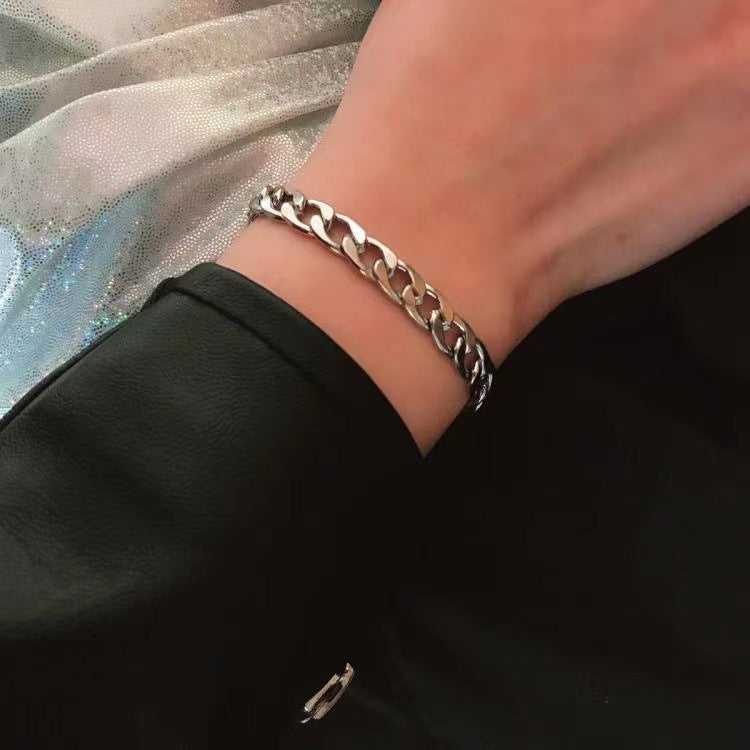 Bracelet cubain en acier titane