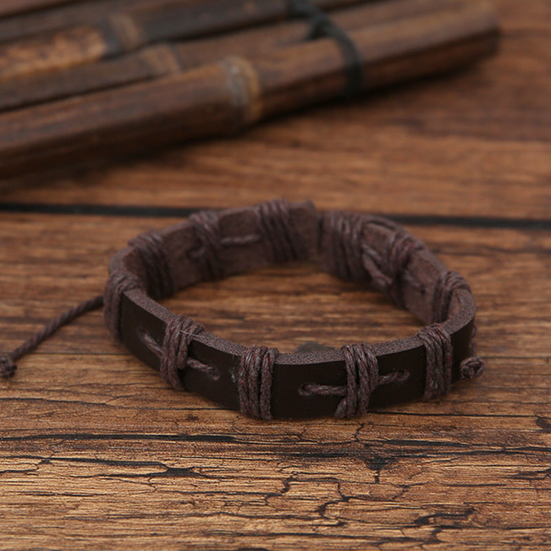 Bracelet homme - Croix en alliage couleur Café