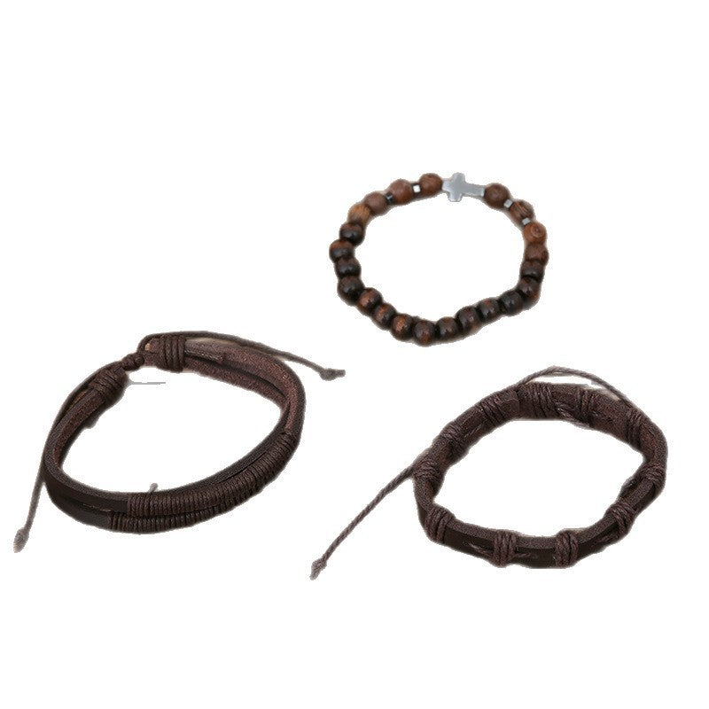 Bracelet homme - Croix en alliage couleur Café