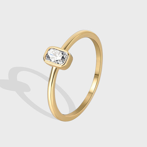 Bague femme en zircon carré – Style simple et élégant à la française