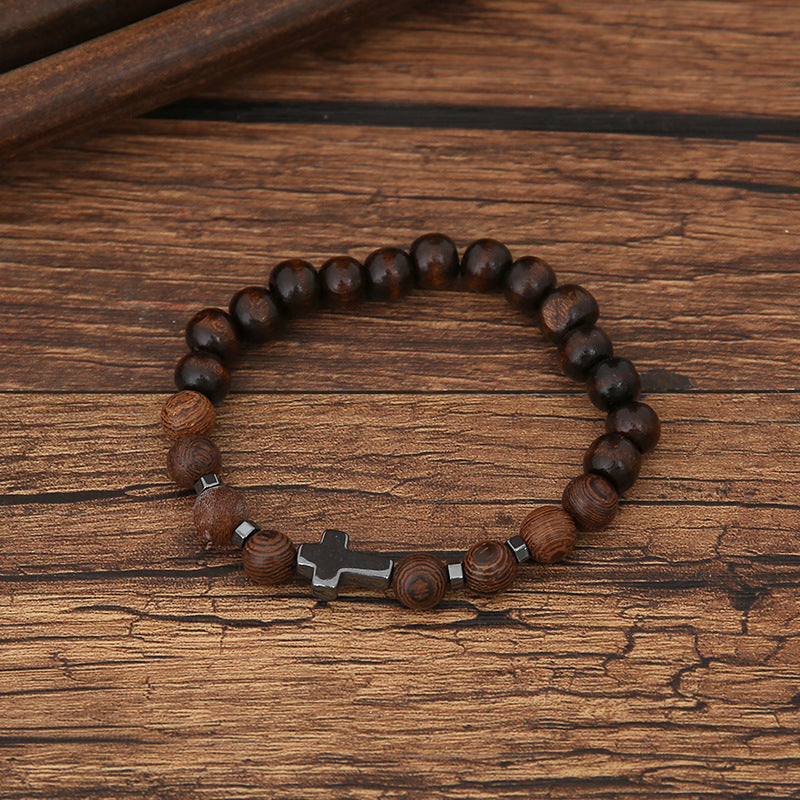 Bracelet homme - Croix en alliage couleur Café