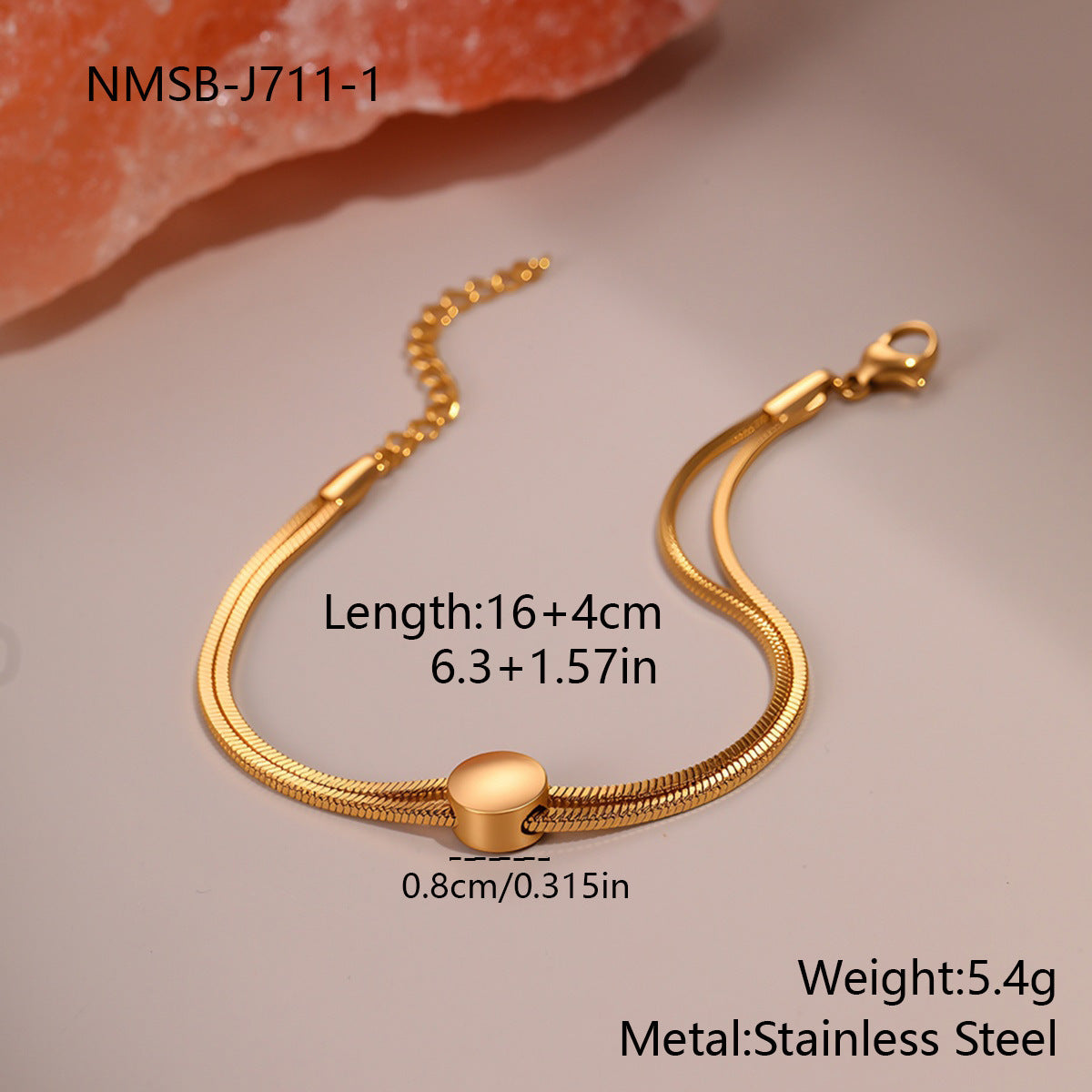 Bracelet chaîne serpent en acier titane doré 18K – Design minimaliste et inaltérable