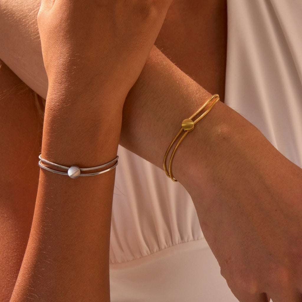 Bracelet chaîne serpent en acier titane doré 18K – Design minimaliste et inaltérable